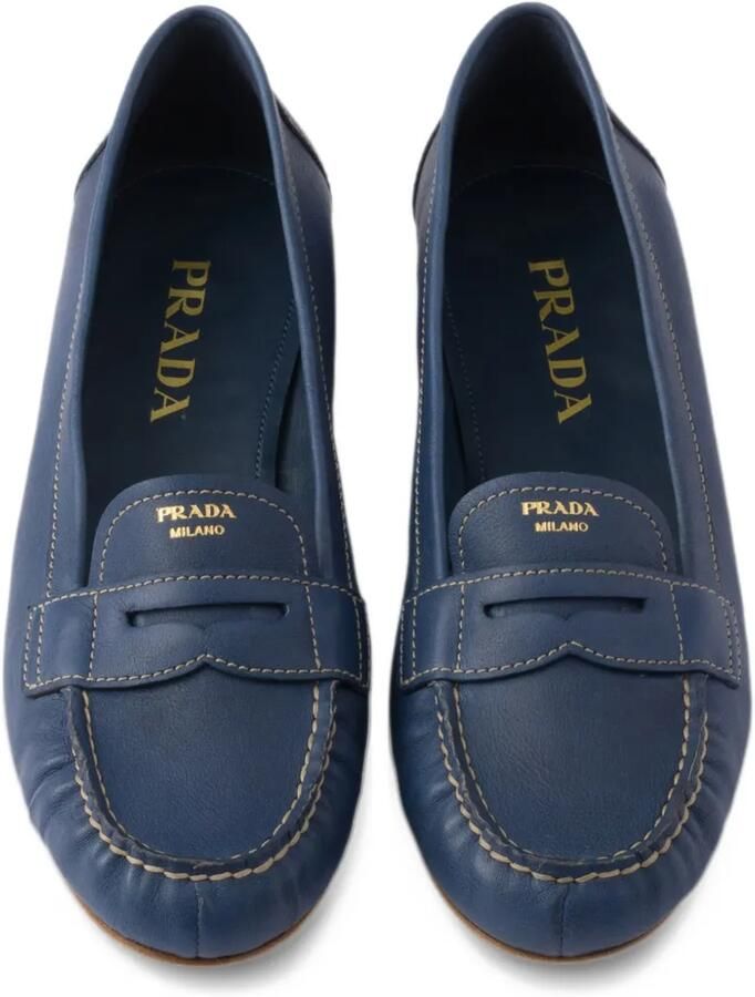 Prada leather loafers Blauw - Foto 4