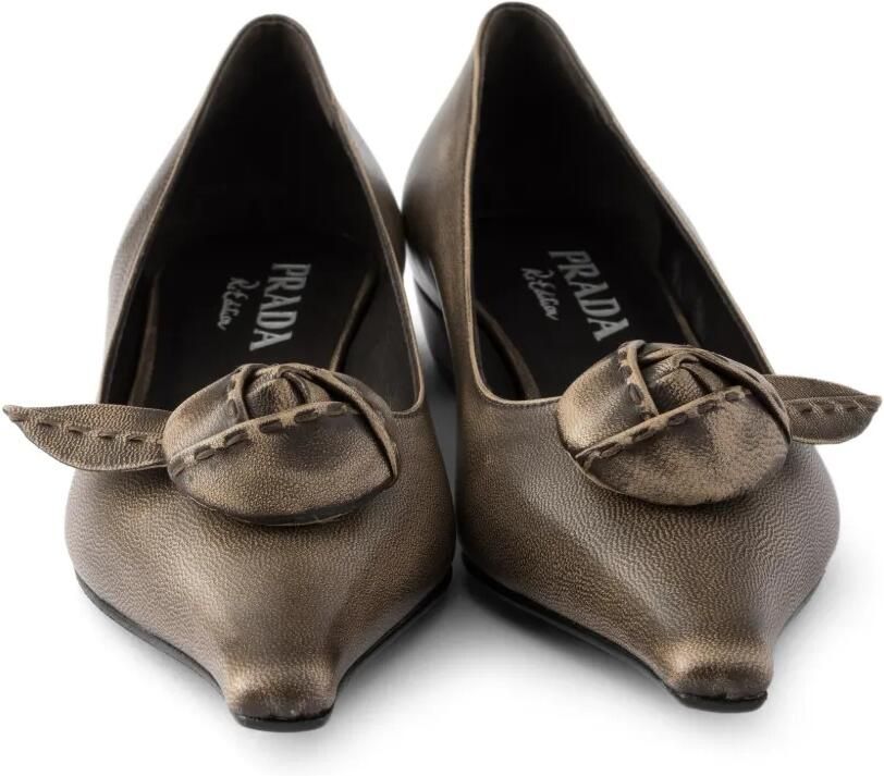 Prada Leren ballerina's Bruin - Foto 3