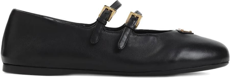 Prada Leren ballerina's met dubbele gesp Zwart
