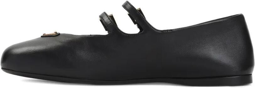 Prada Leren ballerina's met dubbele gesp Zwart - Foto 4
