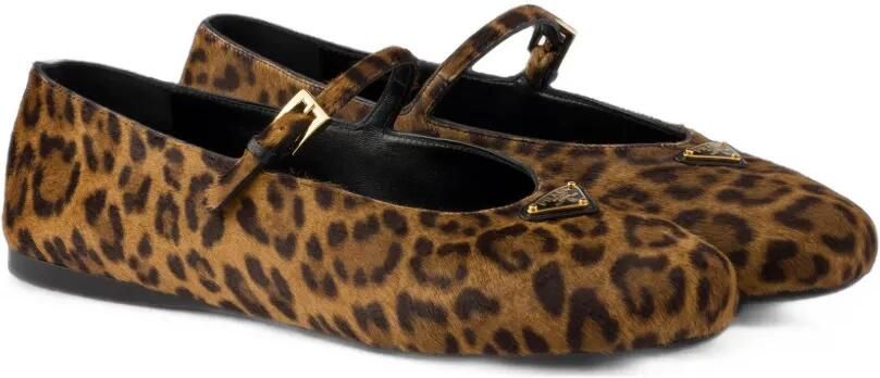 Prada Ballerina's met luipaardprint en gespbandje Bruin - Foto 4