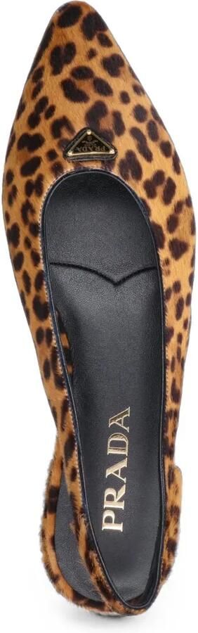 Prada Leren ballerina's met print Bruin