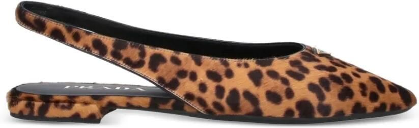 Prada Leren ballerina's met print Bruin - Foto 4