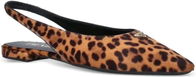 Prada Leren ballerina's met print Bruin - Foto 3