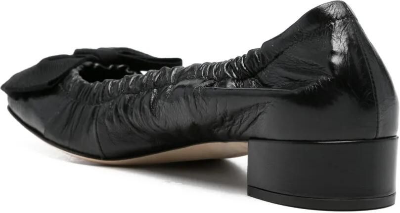 Prada Leren ballerina's met strik Zwart - Foto 3