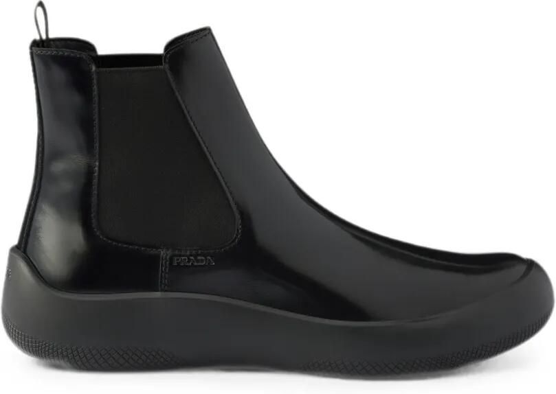 Prada Leren Chelsea boots Zwart
