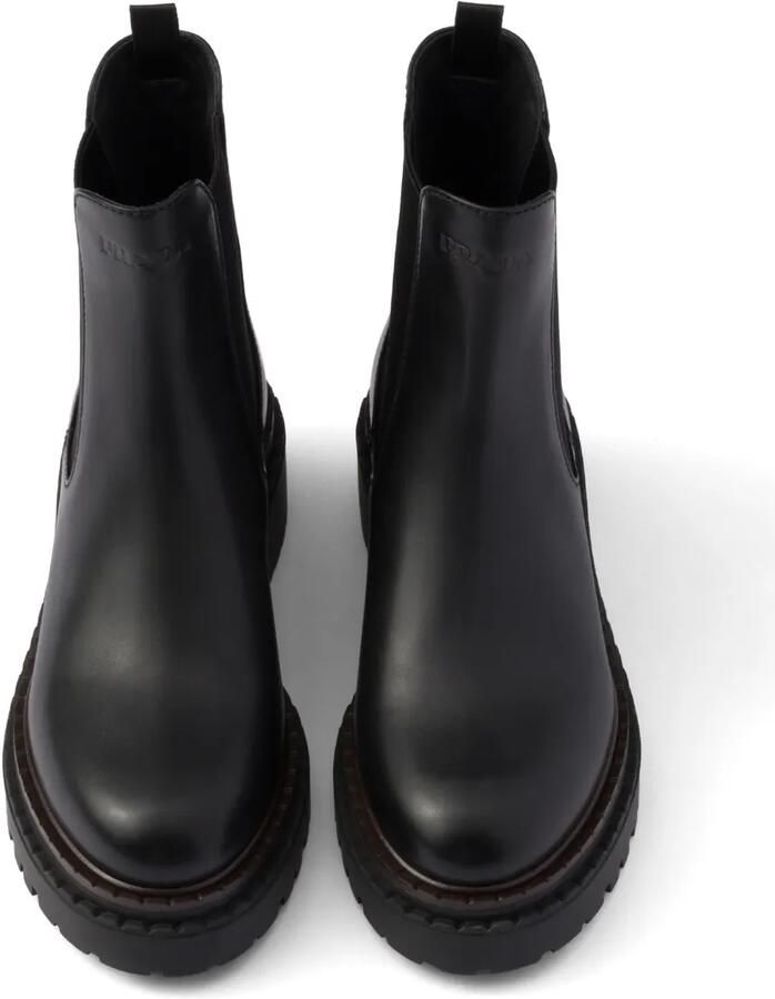 Prada Leren Chelsea laarzen Zwart - Foto 5
