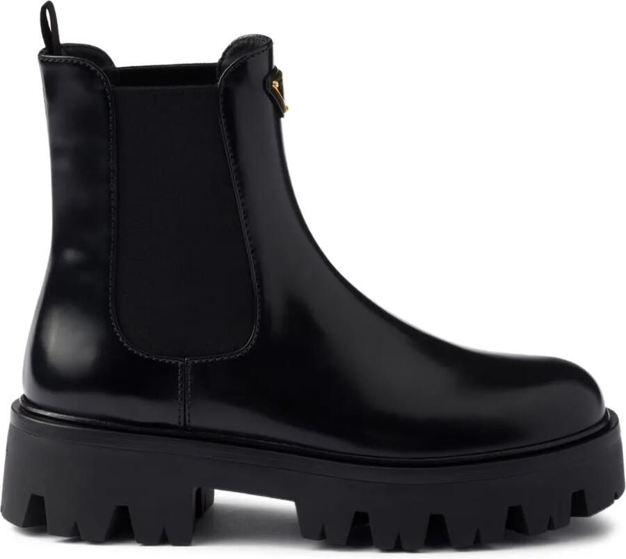 Prada Leren Chelsea laarzen Zwart