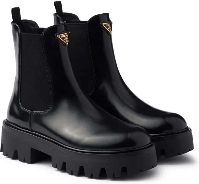 Prada Leren Chelsea laarzen Zwart - Foto 3