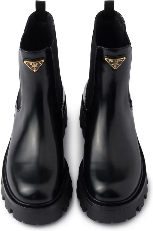 Prada Leren Chelsea laarzen Zwart - Foto 5