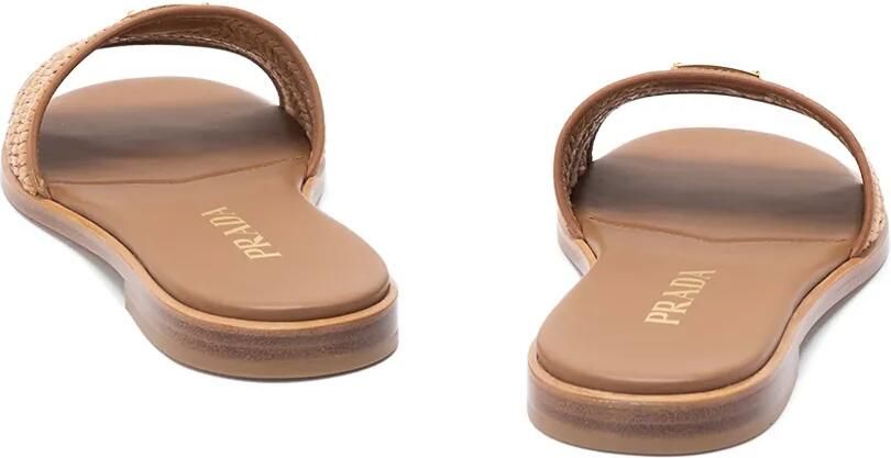 Prada Leren en gehaakte slippers Beige - Foto 3