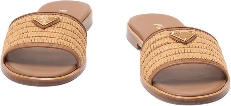 Prada Leren en gehaakte slippers Beige - Foto 4
