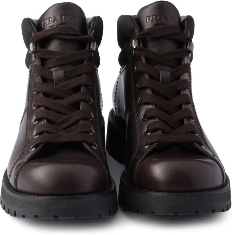 Prada Leren en Re-Nylon laarzen Bruin - Foto 2