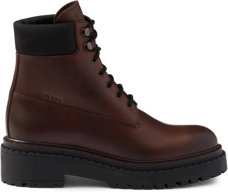 Prada Leren enkellaarzen Bruin