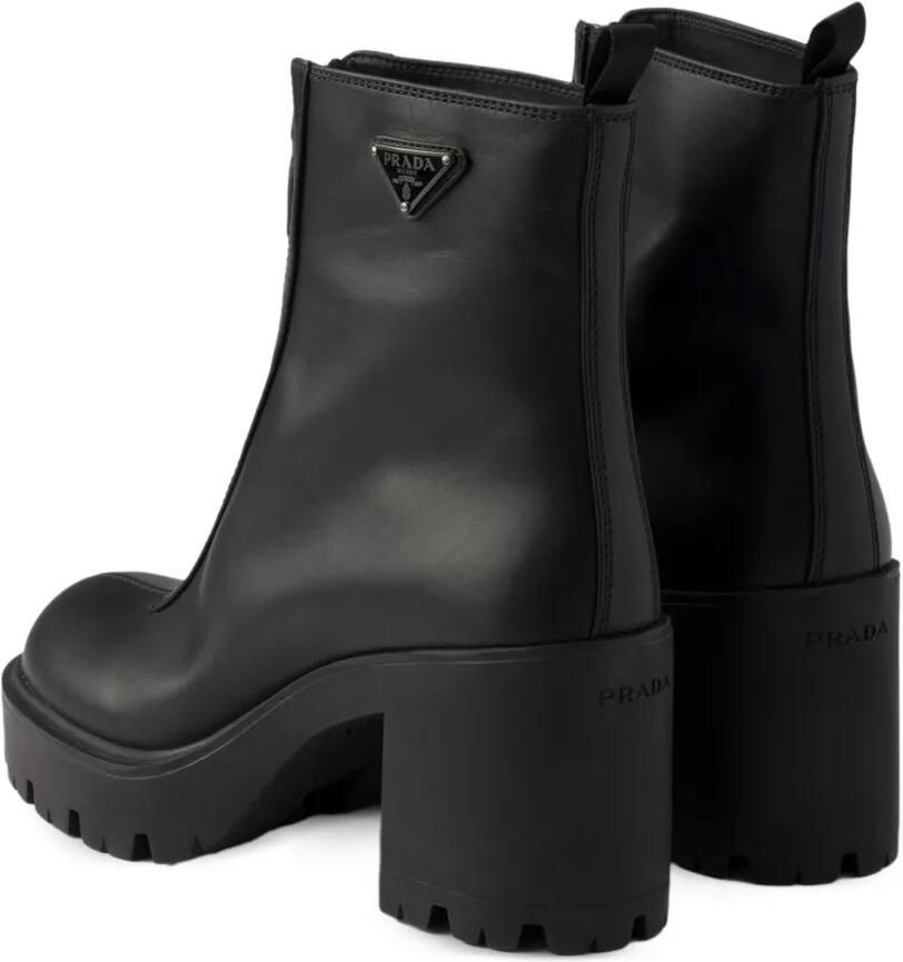Prada Leren enkellaarzen met rits Zwart - Foto 3