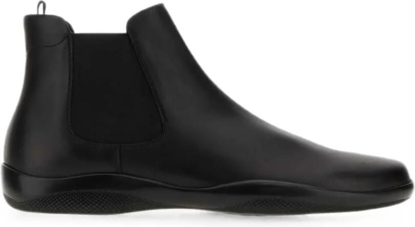 Prada Leren enkellaarzen Zwart