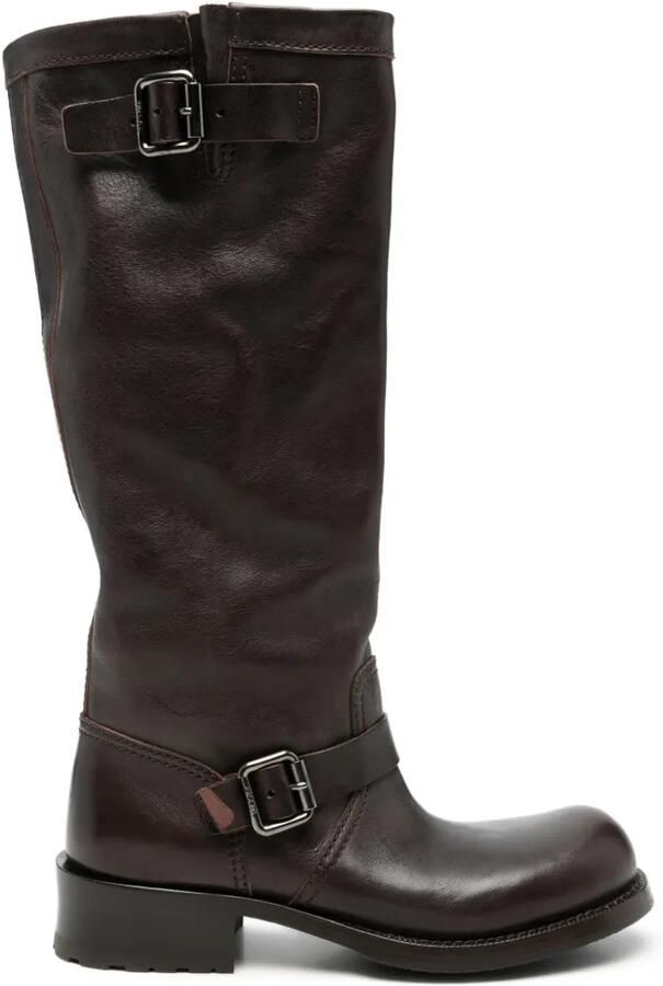 Prada Leren laarzen met gesp Bruin