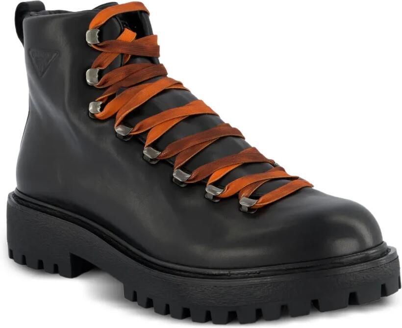 Prada Leren laarzen met logo-reliëf Zwart