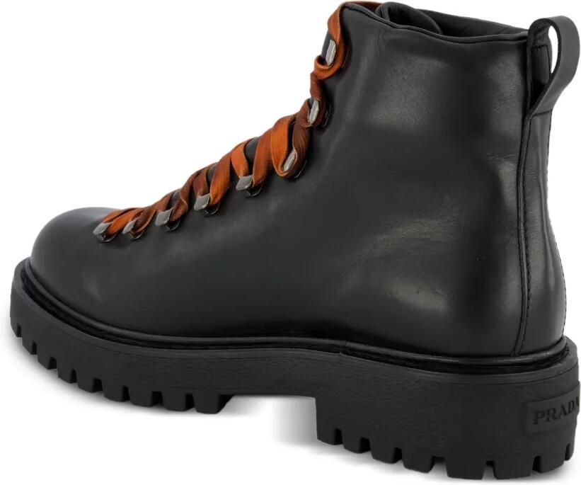 Prada Leren laarzen met logo-reliëf Zwart - Foto 3