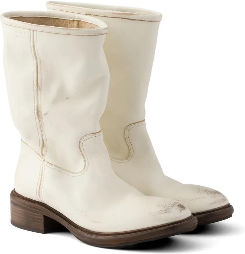 Prada Leren laarzen met pre-owned-effect Beige - Foto 2