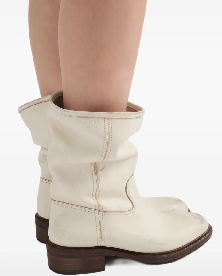 Prada Leren laarzen met pre-owned-effect Beige - Foto 3