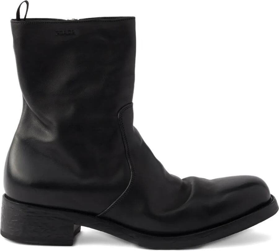 Prada Leren laarzen met rits Zwart