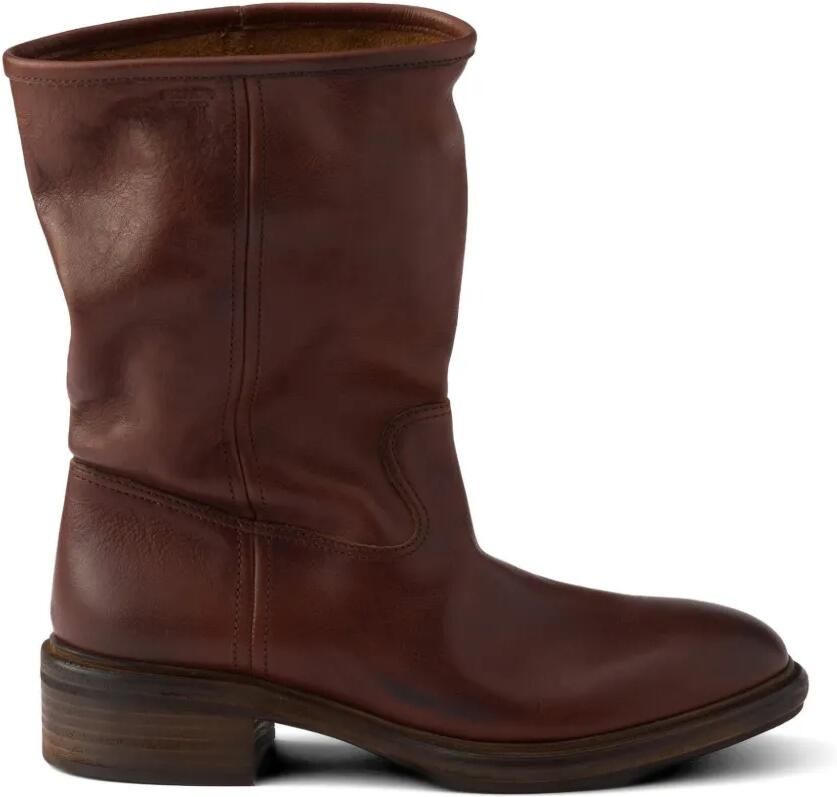 Prada Leren laarzen met vintage-effect Bruin