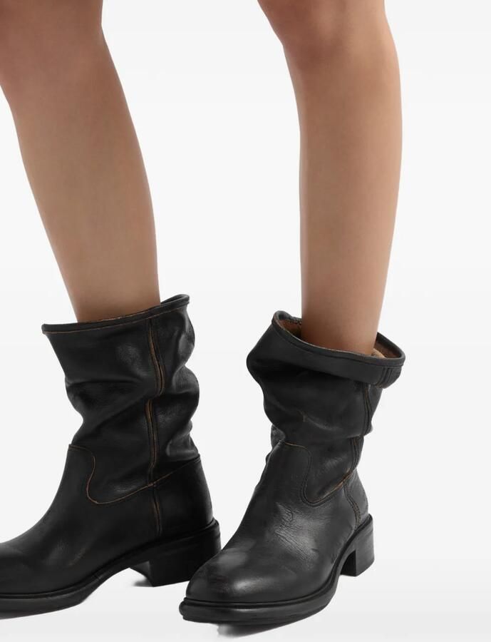 Prada Leren laarzen met vintage-effect Zwart - Foto 4