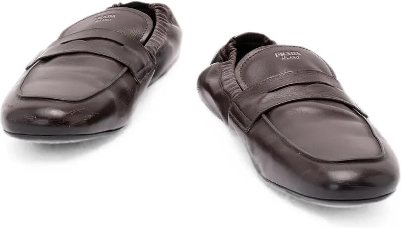 Prada Leren loafers met elastische hak Bruin - Foto 3