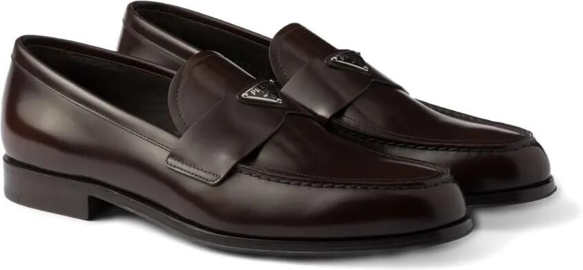 Prada Leren loafers met logo Bruin - Foto 4