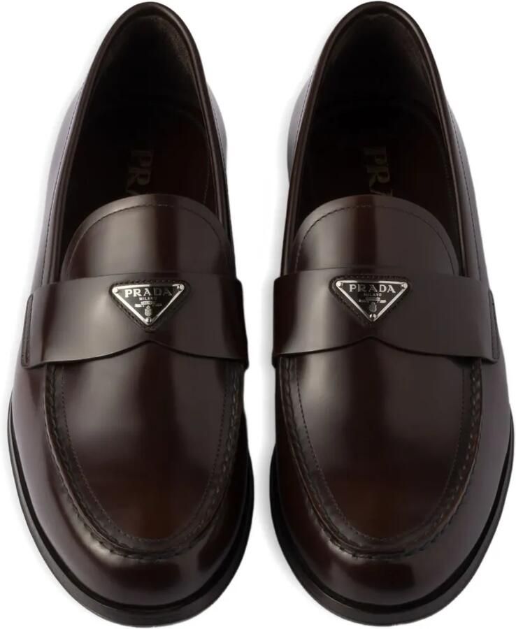 Prada Leren loafers met logo Bruin - Foto 2