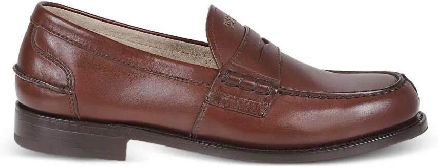 Prada Leren loafers met logo Bruin