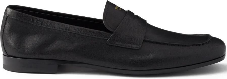 Prada Leren loafers met logo-print Zwart