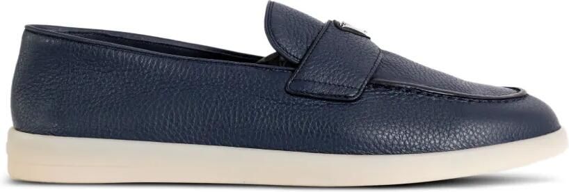 Prada Leren loafers met logoplakkaat Blauw