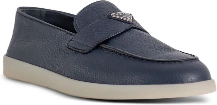 Prada Leren loafers met logoplakkaat Blauw - Foto 2