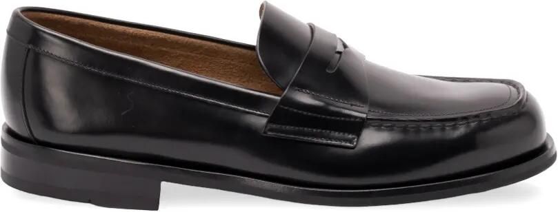 Prada Leren loafers met logoplakkaat Zwart