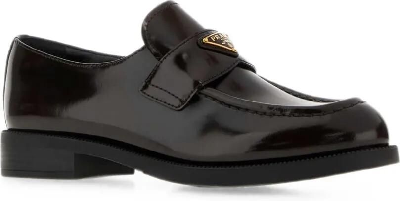 Prada Leren loafers met logoplakkaat Zwart - Foto 2