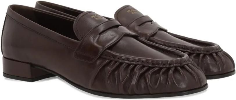 Prada Leren loafers met plooien Bruin - Foto 4
