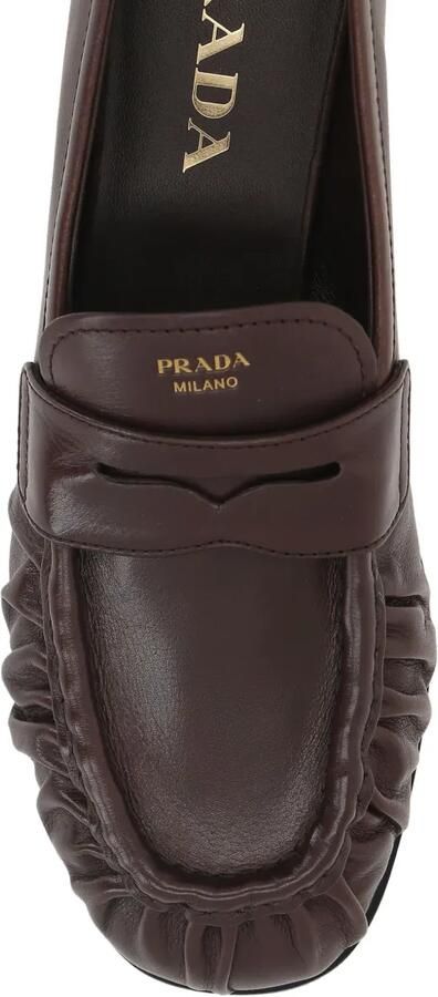 Prada Leren loafers met plooien Bruin - Foto 3