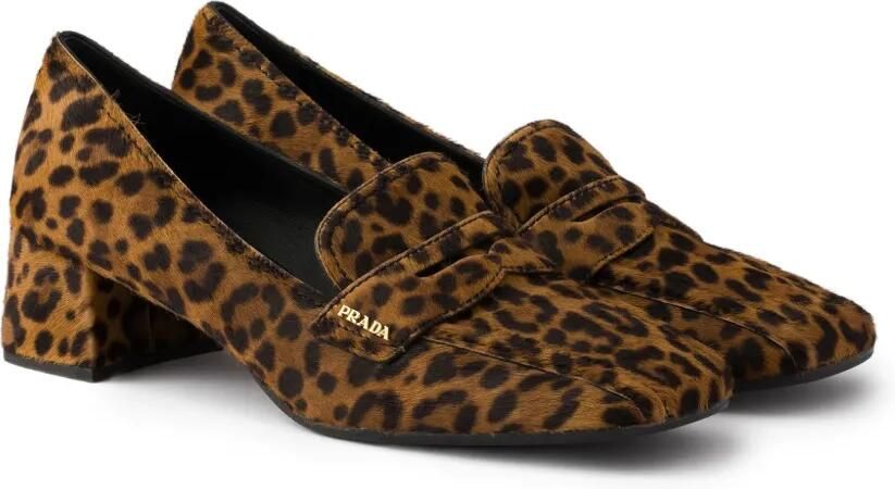 Prada Leren loafers met print Bruin - Foto 4