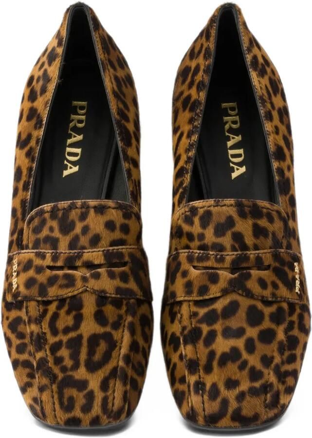 Prada Leren loafers met print Bruin - Foto 3
