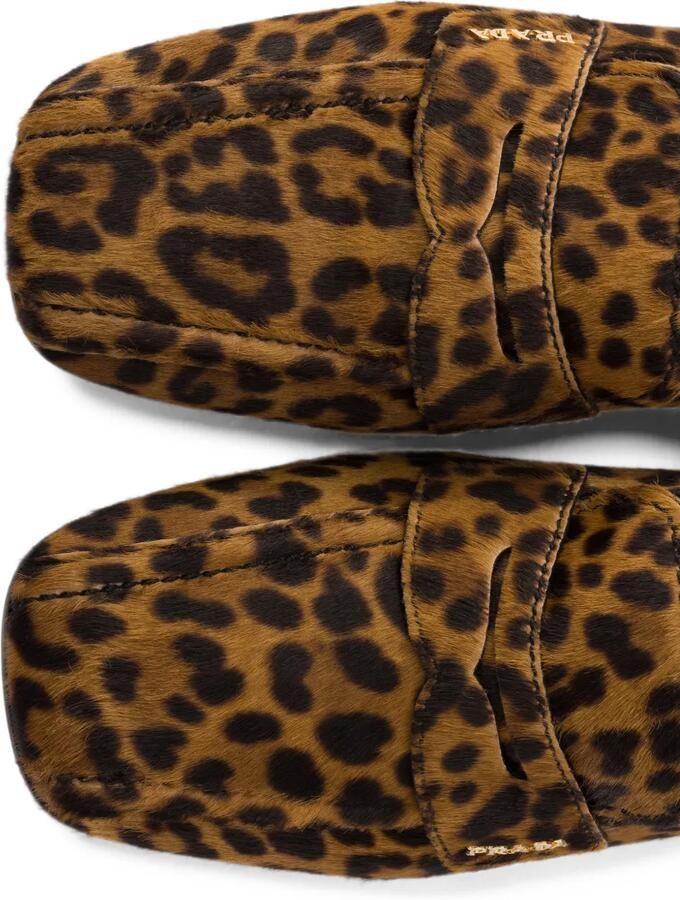 Prada Leren loafers met print Bruin - Foto 2