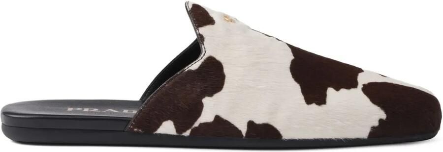 Prada Leren muiltjes met print Wit