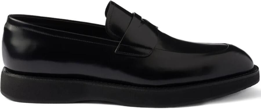 Prada Leren penny loafers Zwart