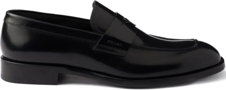 Prada Leren penny loafers Zwart