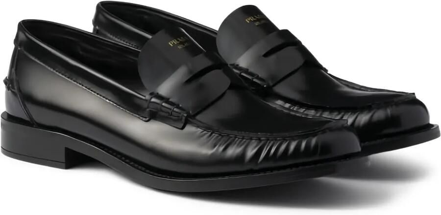 Prada Leren penny loafers Zwart