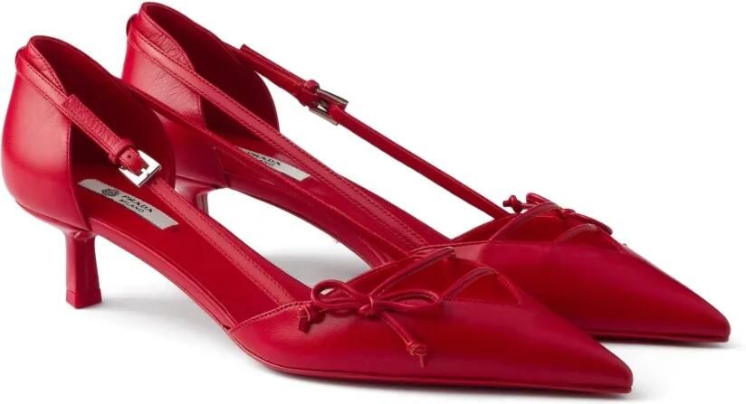 Prada Leren pumps met open zijkant Rood - Foto 4