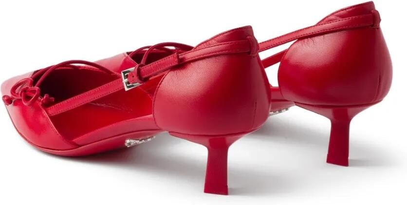 Prada Leren pumps met open zijkant Rood - Foto 5