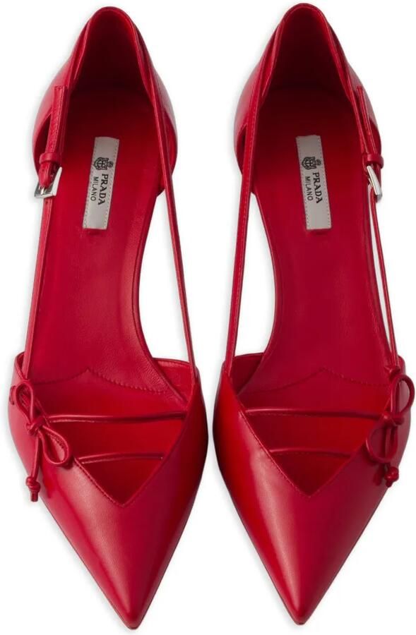 Prada Leren pumps met open zijkant Rood - Foto 3