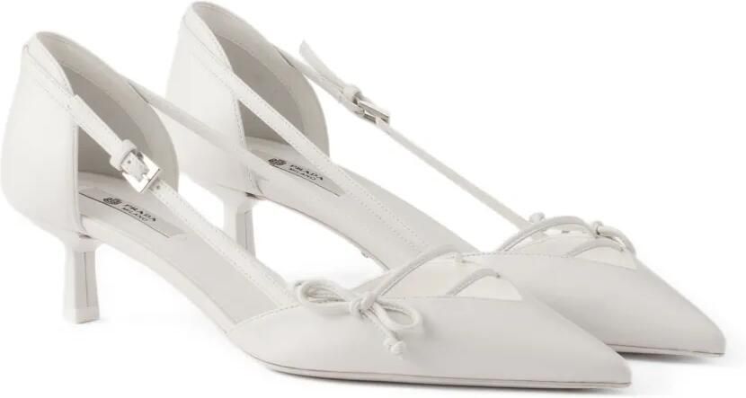Prada Leren pumps met open zijkant Wit - Foto 4
